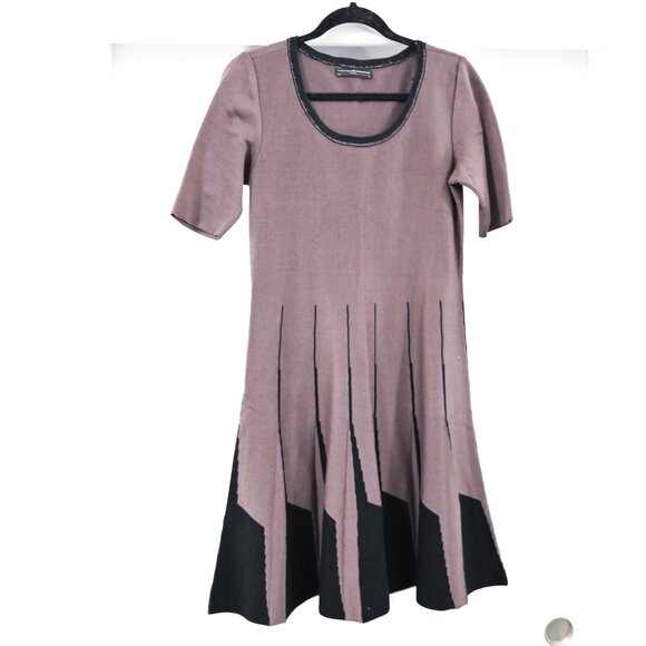 Peruvian Connection Size Small 100% Pima Cotton Knit Brown Fit and Flare Dress - Picture 5 of 7